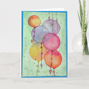 TARJETA GLOBOS DE ACUARELA