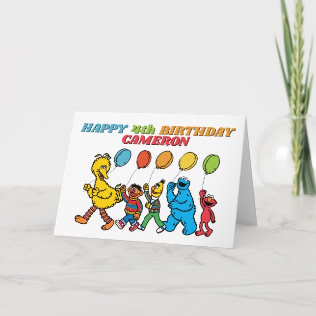 Tarjeta Globos de Amigos de Sesame Street Cumpleaños  (Anverso)