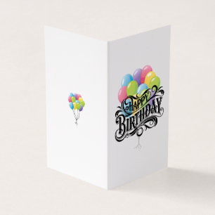 Tarjeta Globos de cartas retro feliz cumpleaños