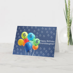 Tarjeta Globos de color de la nieta de 6 años