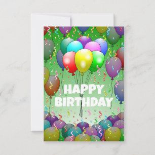 Tarjeta Globos de colores y confeti