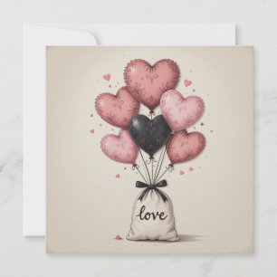 Tarjeta Globos de corazones para San Valentín