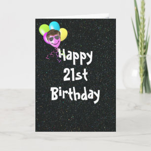 Tarjeta Globos de cumpleaños 21 con gafas de sol aviador