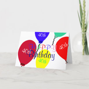Tarjeta Globos de cumpleaños 40 coloridos