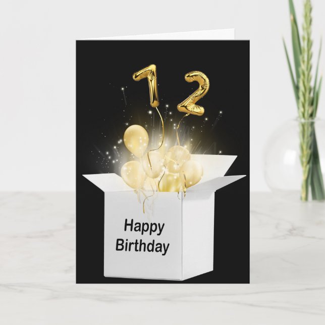 Tarjeta Globos De Cumpleaños 72 En Caja Blanca (Anverso)
