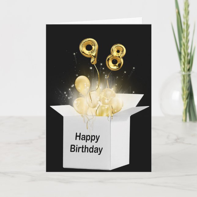 Tarjeta Globos De Cumpleaños 98 En Caja Blanca (Anverso)