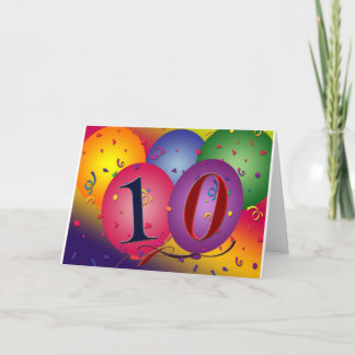 Tarjeta ¡Globos de cumpleaños de 10 años!