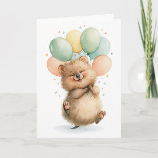 Tarjeta Globos de cumpleaños de quokka lindos Saludo