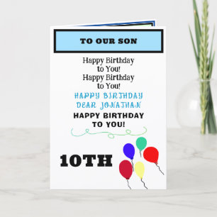 Tarjeta Globos de Cumpleaños del Hijo Cupcakes NOMBRE Cual