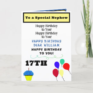 Tarjeta Globos de Cumpleaños del Sobrino Cupcake NOMBRE Cu