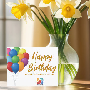 Tarjeta Globos de Cumpleaños Elegantes Logotipo de Empresa