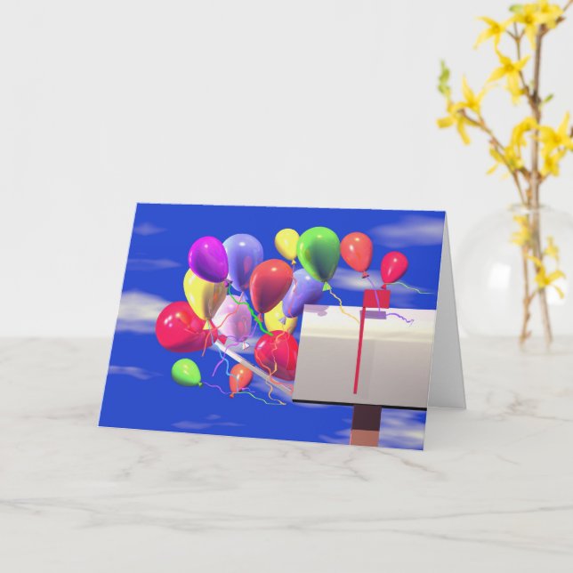 Tarjeta Globos de cumpleaños en un buzón (flor amarilla)