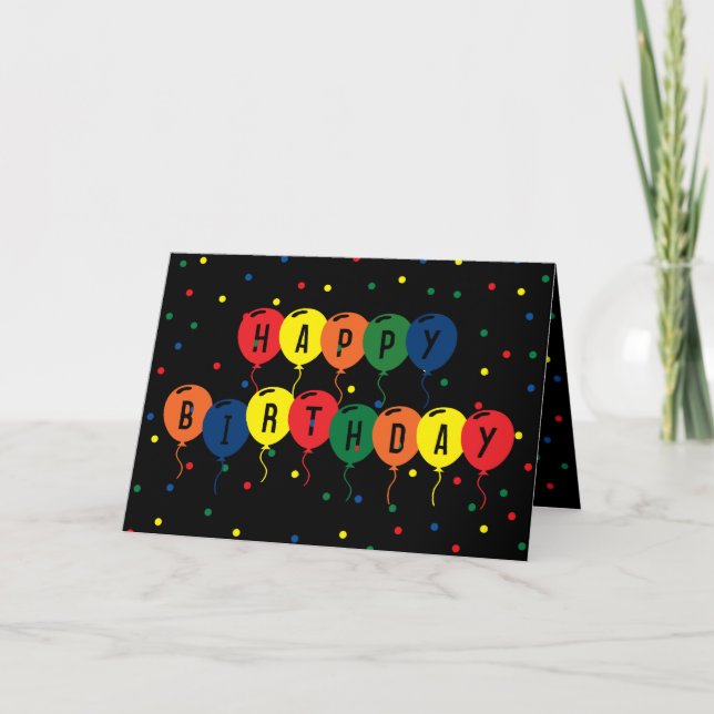 Tarjeta Globos de cumpleaños felices (Anverso)
