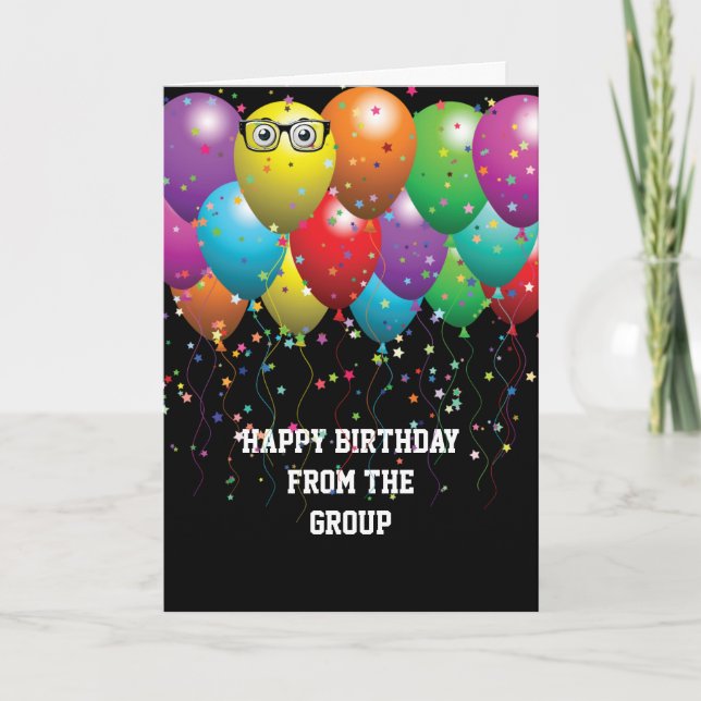 Tarjeta Globos de cumpleaños felices de grupo (Anverso)