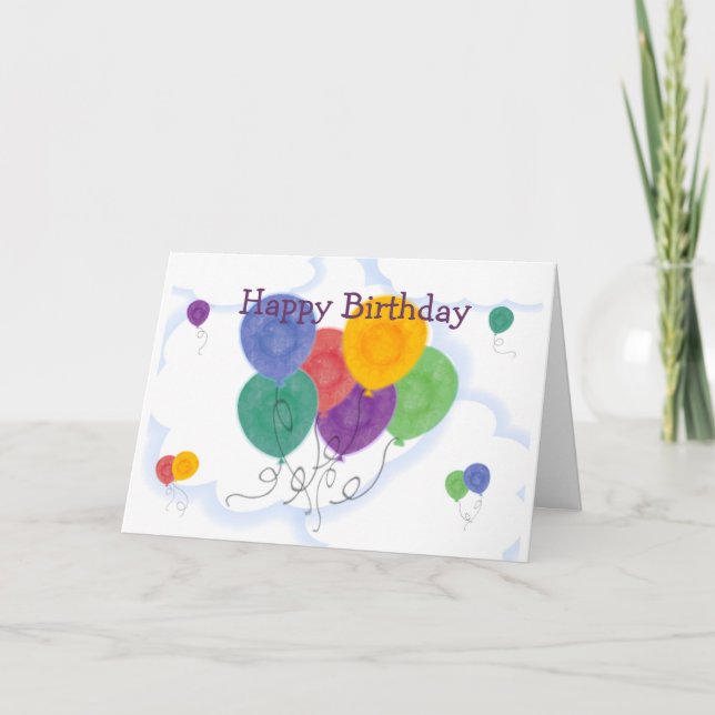 Tarjeta Globos de Cumpleaños Feliz (Anverso)