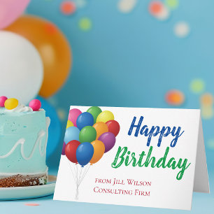 Tarjeta Globos de Cumpleaños Feliz Personalizados Empresa