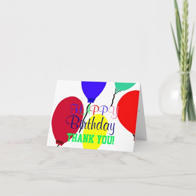 Tarjeta Globos de Cumpleaños Gracias (Anverso)