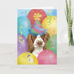 Tarjeta Globos de cumpleaños Inglés Springer Spaniel