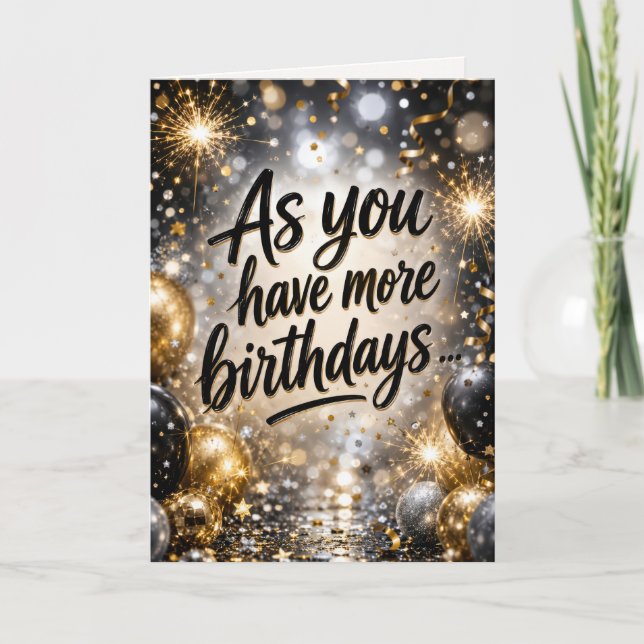 Tarjeta Globos de cumpleaños y estrellas de fiesta (Anverso)