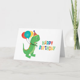Tarjeta Globos de dinosaurios de cumpleaños felices