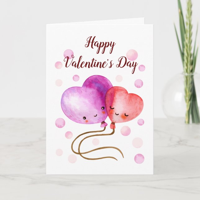 Tarjeta Globos de El día de San Valentín lindo personaliza (Anverso)