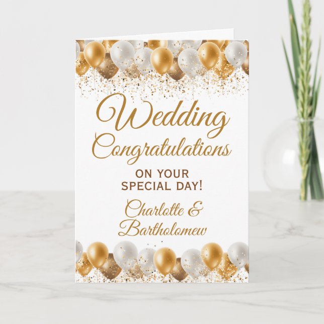 Tarjeta Globos de felicitaciones por el día de la boda (Anverso)