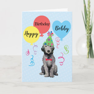 Tarjeta Globos de fiesta de cumpleaños Bedlington Terrier 