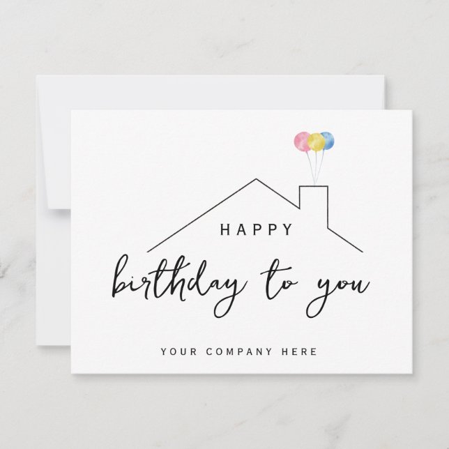 Tarjeta Globos de la Casa de Cumpleaños Feliz de Realty (Anverso)