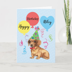 Tarjeta Globos de la fiesta de cumpleaños Dachshund