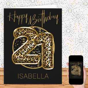 Tarjeta Globos de lámina dorada con estampado de leopardo 