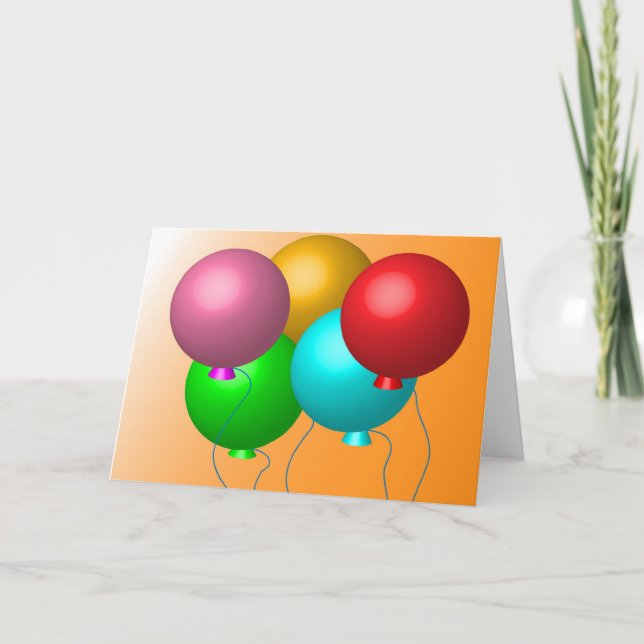 Tarjeta Globos de los cinco cumpleaños (Anverso)