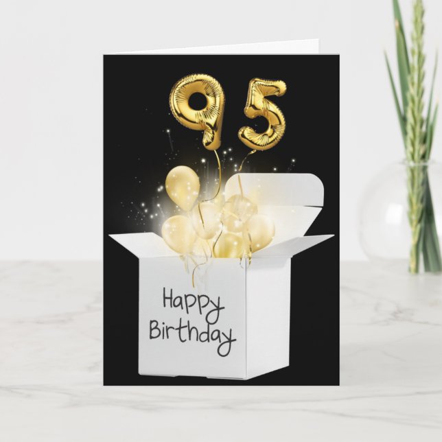Tarjeta Globos De Oro 95º Cumpleaños En Caja Blanca (Anverso)