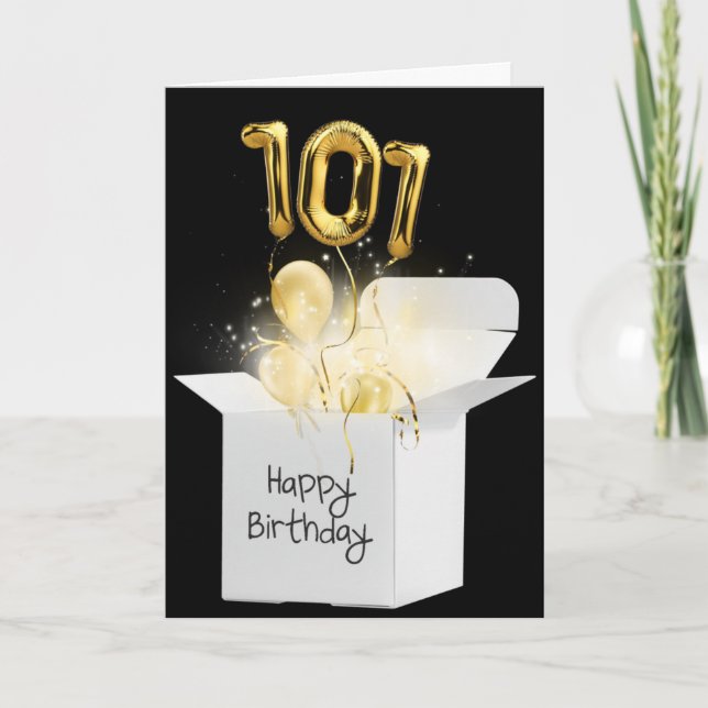 Tarjeta Globos De Oro De 101 Años En Caja Blanca (Anverso)