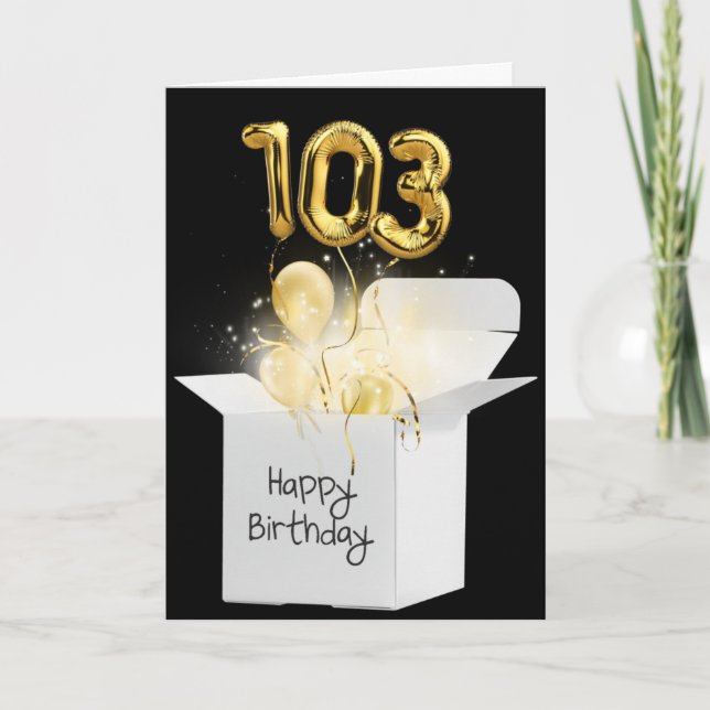 Tarjeta Globos De Oro De 103 Años En Caja Blanca (Anverso)