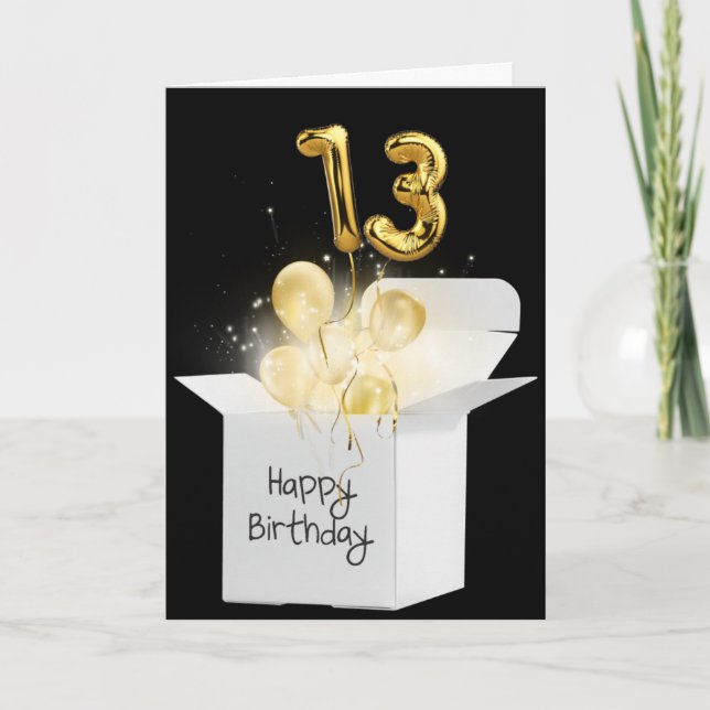 Tarjeta Globos De Oro De 13 Años En Caja Blanca (Anverso)
