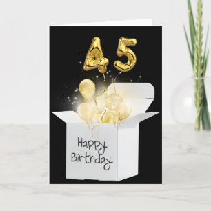 Tarjeta Globos De Oro De 45 Años En Caja Blanca