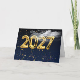 Tarjeta Globos de papel de aluminio dorado 2027 en nubes