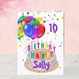 Tarjeta Globos de pasteles de cumpleaños añaden nombres a