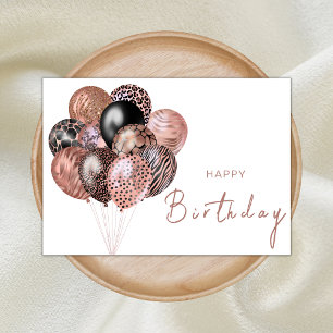 Tarjeta Globos de Safari Negro y Rosa Feliz cumpleaños