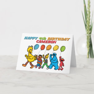 Tarjeta Globos de Sesame Street Pals Cumpleaños 