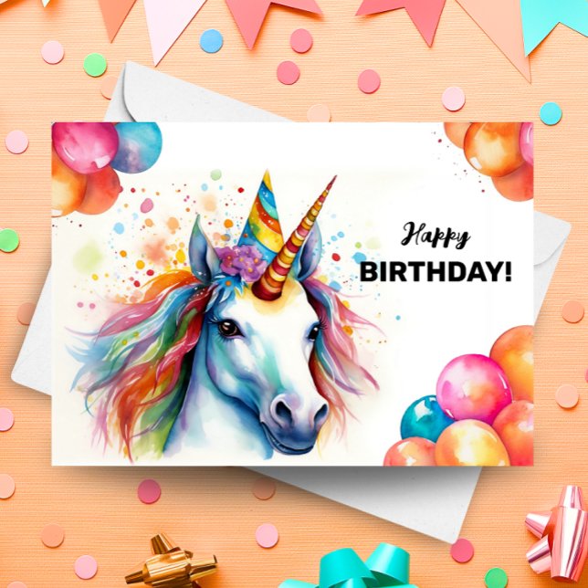 Tarjeta Globos de Unicornio arcoiris y Gorra Fiesta Cumple (Subido por el creador)