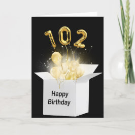 Tarjeta Globos del 102 cumpleaños en caja blanca