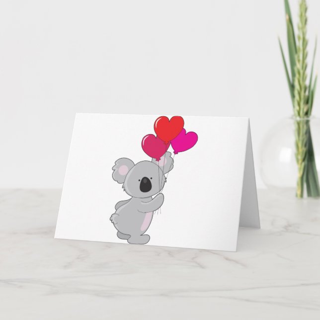 Tarjeta Globos del Corazón de Koala (Anverso)