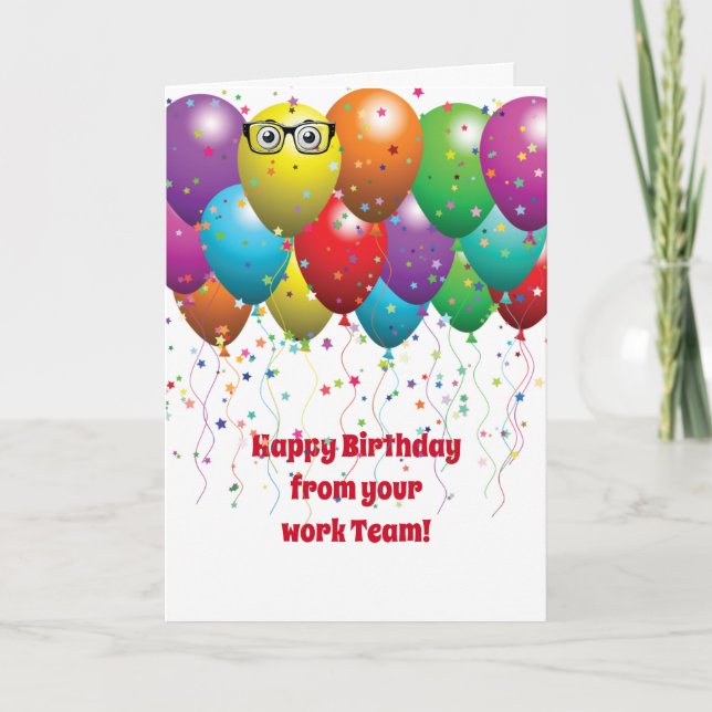 Tarjeta Globos del feliz cumpleaños de compañeros de (Anverso)