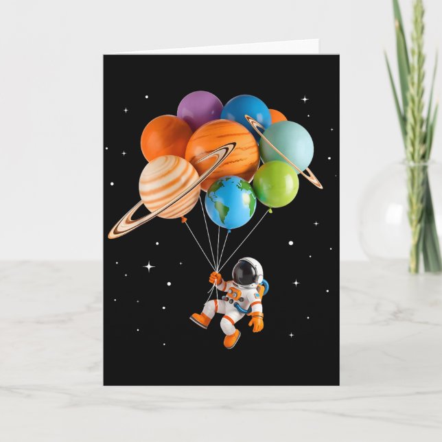 Tarjeta Globos del planeta astronauta Sistema solar Espaci (Anverso)