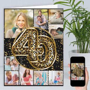 Tarjeta Globos dorados con estampado de leopardo para cump