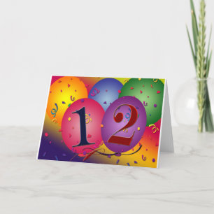 Tarjeta Globos felices de cumpleaños - cumpleaños 12