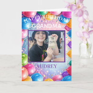 Tarjeta Globos Felices Festivos Cumpleaños Foto Personaliz