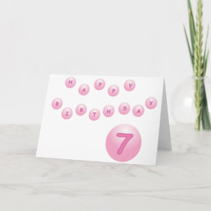 Tarjeta Globos Feliz Cumpleaños Rosados Edad 7
