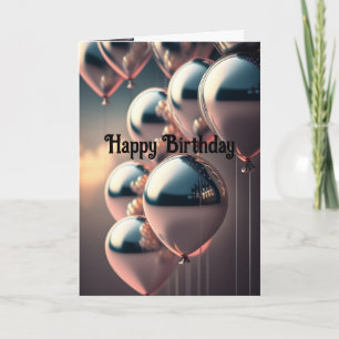 Tarjeta Globos metálicos de persona con clase feliz cumple